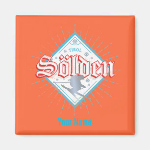 Solden Tirol Retro Skier Vintage Ski Holiday Magneet