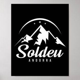 Soldeu Andorra skigebied snowboarden Poster