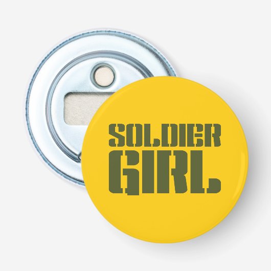 SOLDIER GIRL BUTTON FLESOPENER (Voorkant)