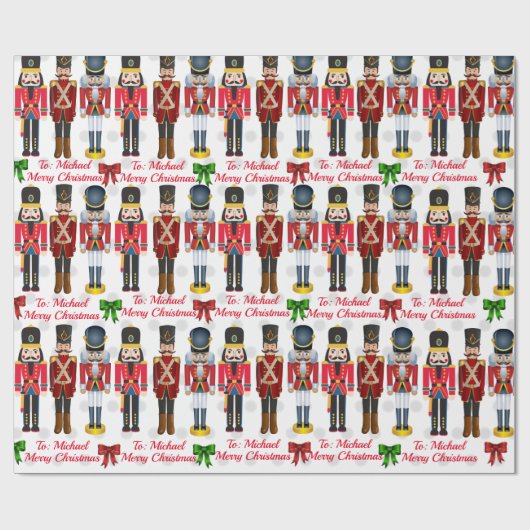 Soldier Nutcracker Persoonlijke kerstomslag Cadeaupapier (Vlak)