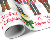 Soldier Nutcracker Persoonlijke kerstomslag Cadeaupapier (Rol Hoek)