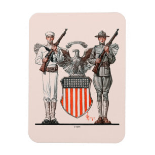 Soldier, Sailor en US Shield Magneet