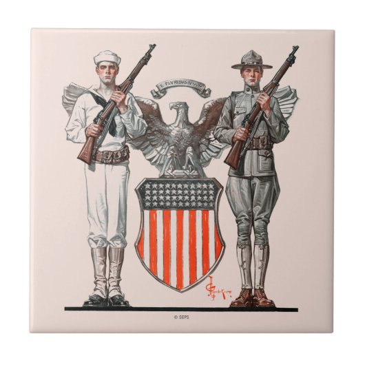 Soldier, Sailor en US Shield Tegeltje (Voorkant)