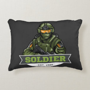 Soldier Tactisch Logo – Militair Embleem Ontwerp Accent Kussen