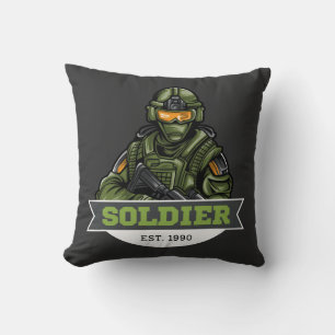 Soldier Tactisch Logo – Militair Embleem Ontwerp Kussen
