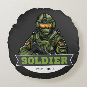 Soldier Tactisch Logo – Militair Embleem Ontwerp Rond Kussen
