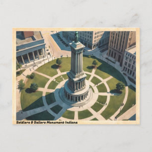 Soldiers & Sailors Monument Indiana Oude Reisposte Briefkaart
