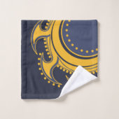 Soleil Abstrait, élégant, ornemental en bleu, jaun (Gant de toilette)