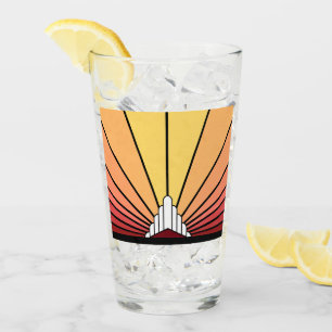 Soleil Art déco à l'aube Coupe de verre