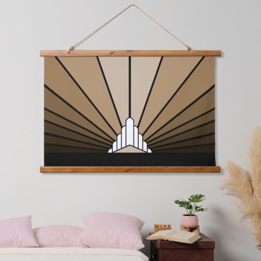 Soleil Art déco en bois tan Tapisserie murale tapi (Chambre à coucher)