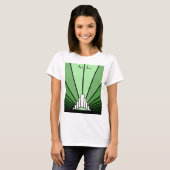 Soleil Art déco en T-shirt vert (Devant entier)