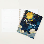 Soleil céleste moderne, étoiles et nuages bleus (Devant avec enveloppe)
