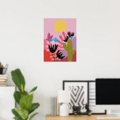 Soleil coloré désert moderne cactus déco art impri (Bureau à domicile)