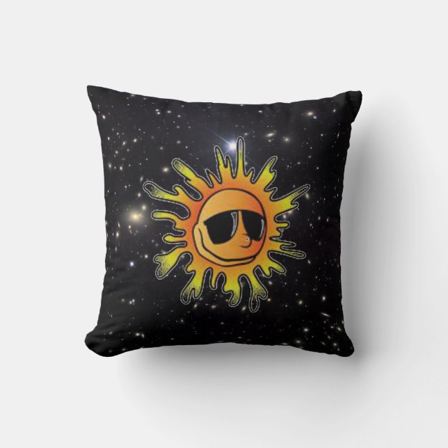 Soleil cool avec nuances et étoiles Coussin (Recto)