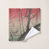 soleil couchant japonais pruniers arbres (Gant de toilette)