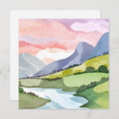 Soleil de Green Mountains | Carte Watercolor (Devant / Derrière)