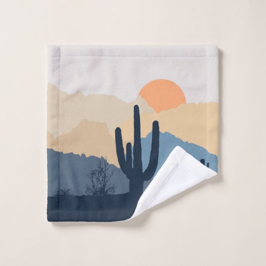 Soleil désert bleu et beige (Gant de toilette)