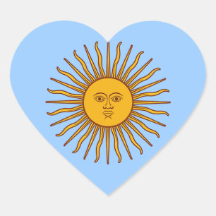 Soleil d'or de mai Argentine Stickers Coeur drapea