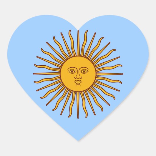 Soleil d'or de mai Argentine Stickers Coeur drapea (Devant)