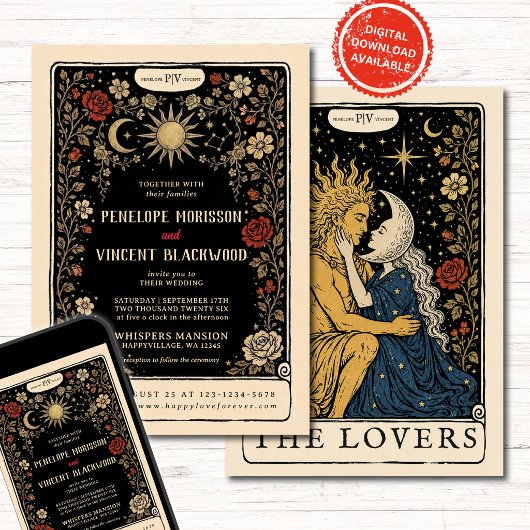 Soleil et Lune | Invitation de Mariage Tarot