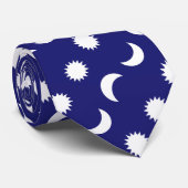 Soleil et lunes blancs sur la Cravate Bleue de min (Roulé)
