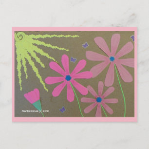 Soleil & Fleurs rose Carte postale Blue Beach So