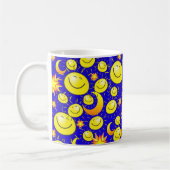 Soleil Jaune, Lune, Étoiles Bleu Mug (Gauche)
