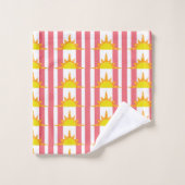 Soleil jaune orange sur bandes roses (Gant de toilette)