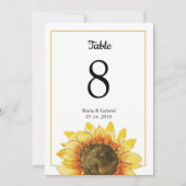 Soleil jaune rustique. Numéro de table de mariage (Devant)
