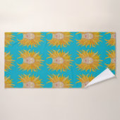 Soleil jaune turquoise inspiré (Serviette de bain)