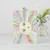 Soleil joyeux et coloré - carte à plat (Debout devant)