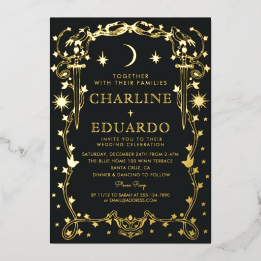 Soleil & Lune Golden Ivy Orament Faire-part de mar (Recto)