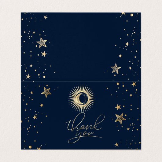 Soleil Or Céleste Et Étoiles Lune Carte de remerci (Extérieur déplié)