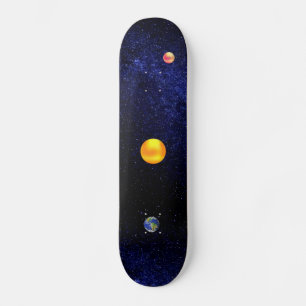 Soleil & planète Terre sur skateboard de la galaxi