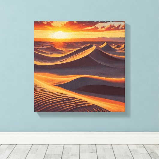 soleil rouge brillant dans l'affiche en toile de d (Insitu (Plancher de Bois))