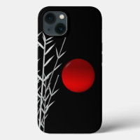 Soleil rouge noir blanc zen iPhone 13 Coque