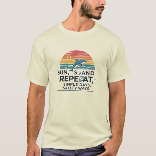 Soleil, Sable, Répéter – T-shirt Beach Vibes pour (Devant)