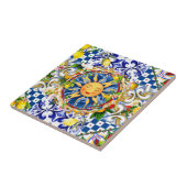 soleil sicilien, citron, carreaux méditerranéens, (Côté)