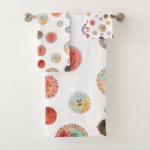 Soleil souriant Aquarelle Whimsical Motif bizarre