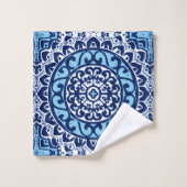 Soleil Sud-Ouest Mandala Batik, bleu marine et bla (Gant de toilette)
