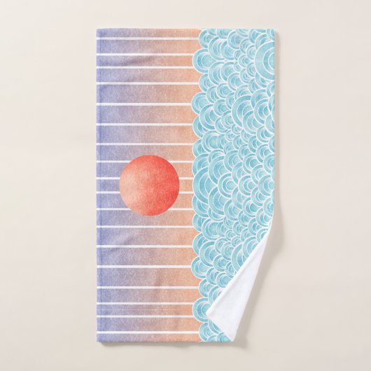 Soleil sur la mer (Serviette à main)