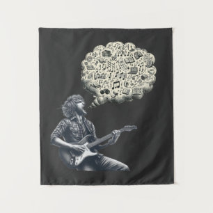 Solfeggio explosieve gitaar speler wandkleed