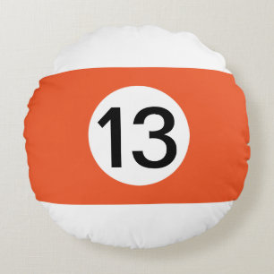 Solid and Stripe Billiard Balls #13 Verzamel alle  Rond Kussen