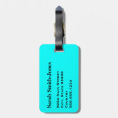 Solid Aqua Blue Bagagelabel (Achterkant verticaal)