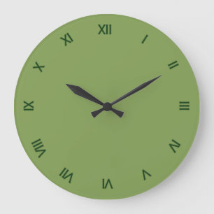 Solid Asparagus Green met Roman Numerieke Grote Klok