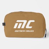 Solid Beige Monogram Naam Tekst Eenvoudig Voor Hem Toilettasje (Voorkant)