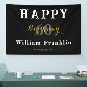 Solid Black 60th Birthday Party Celebration Banner