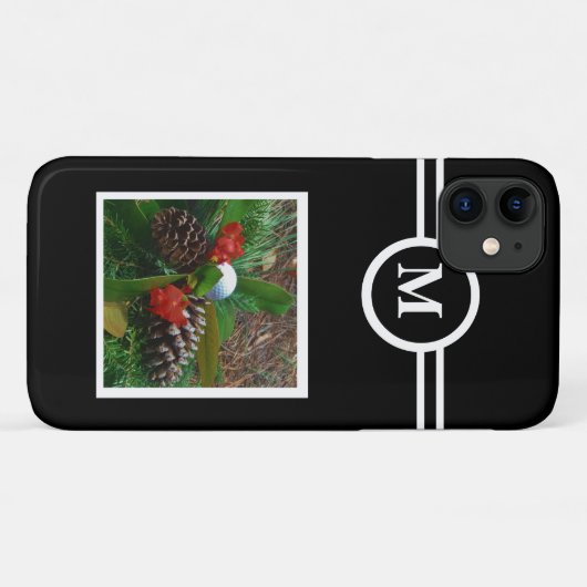 Solid black, aangepast monogram initiaal, foto Case-Mate iPhone case (Achterkant (horizontaal))