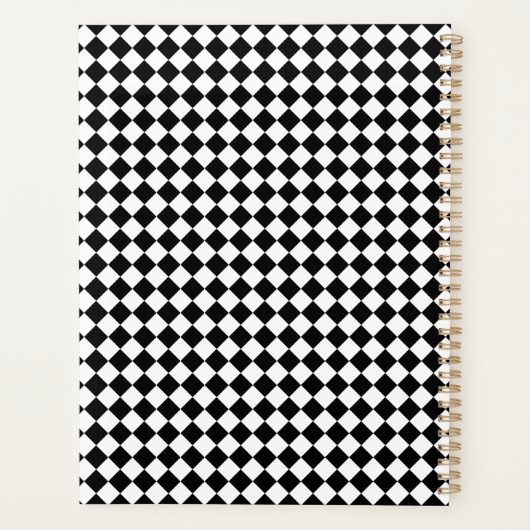 Solid Black and White Chevron Pattern Standard Planner (Achterkant)