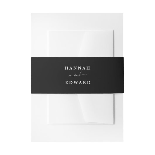 Solid Black and White Wedding Uitnodigingen Wikkel (Voorkant Voorbeeld)